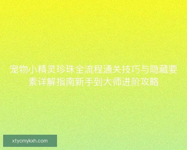 宠物小精灵珍珠全流程通关技巧与隐藏要素详解指南新手到大师进阶攻略