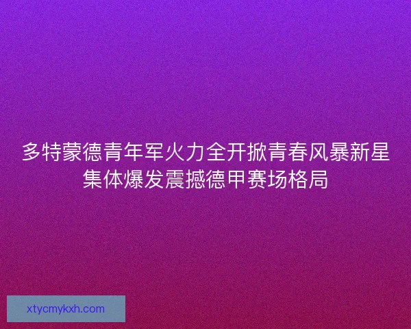 多特蒙德青年军火力全开掀青春风暴新星集体爆发震撼德甲赛场格局 多特蒙德青年军火力全开掀青春风暴新星集体爆发震撼德甲赛场格局